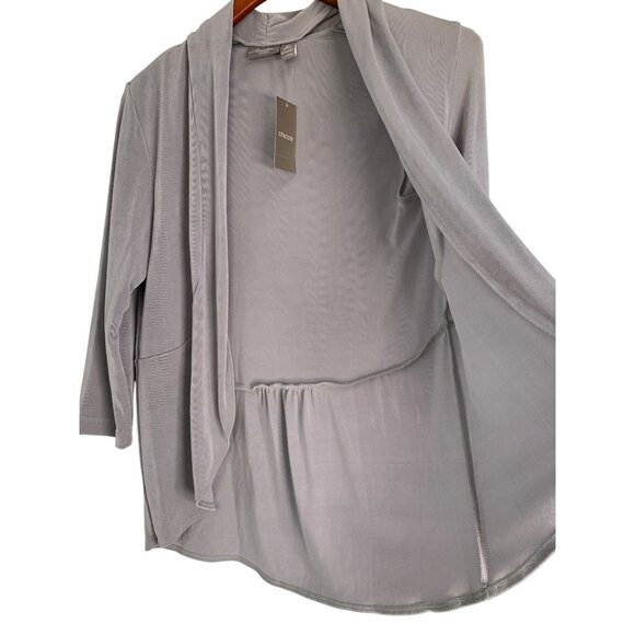 New Travelers Chicos Gray Cardigan Size Small 3/4 Sleeve Shawl Collar RO10546 - Picture 2 of 5